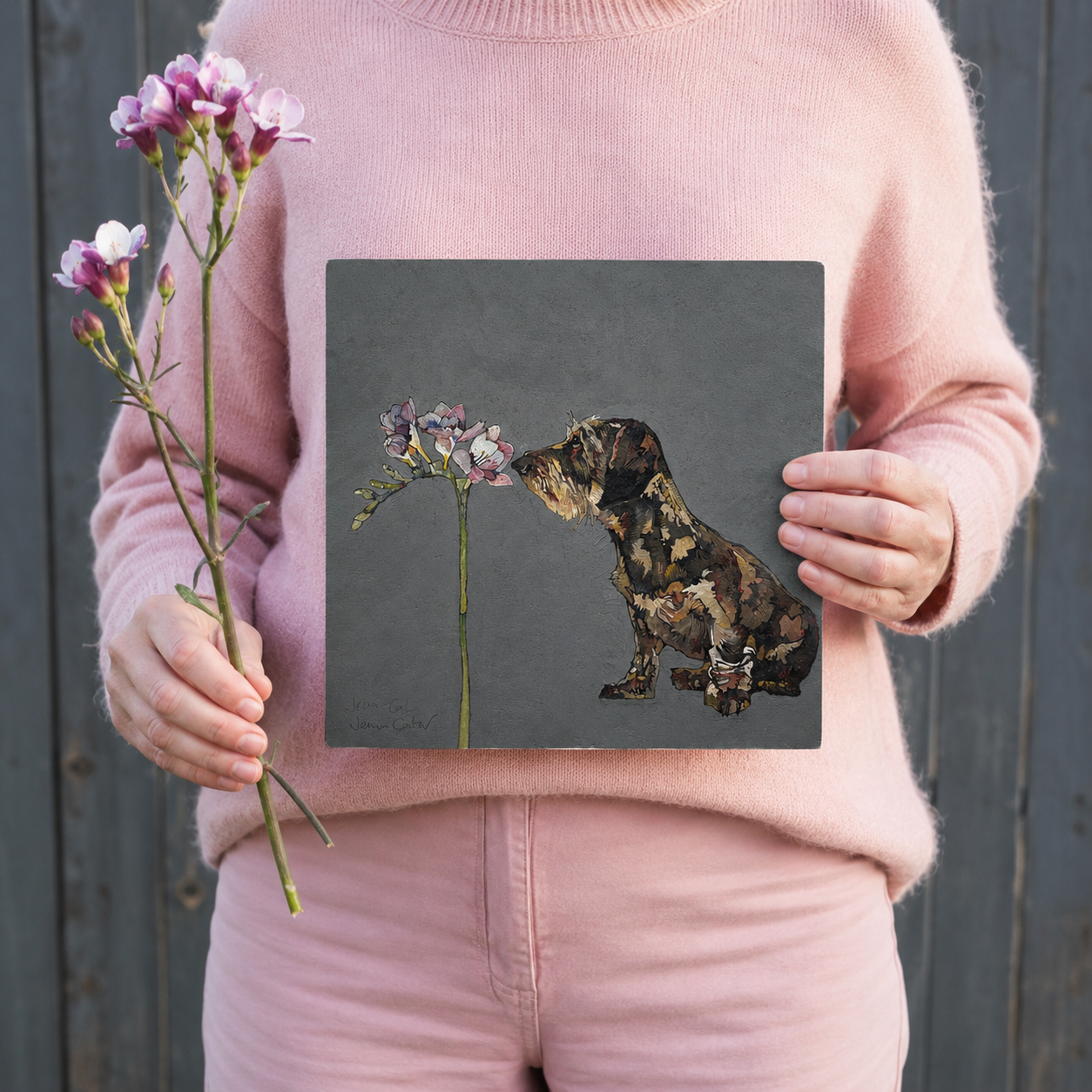 Wire Haired Dachshund and Freesia - Image 2