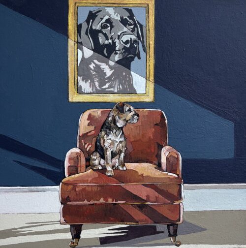 An Art Loving Border Terrier with Summer Shadows