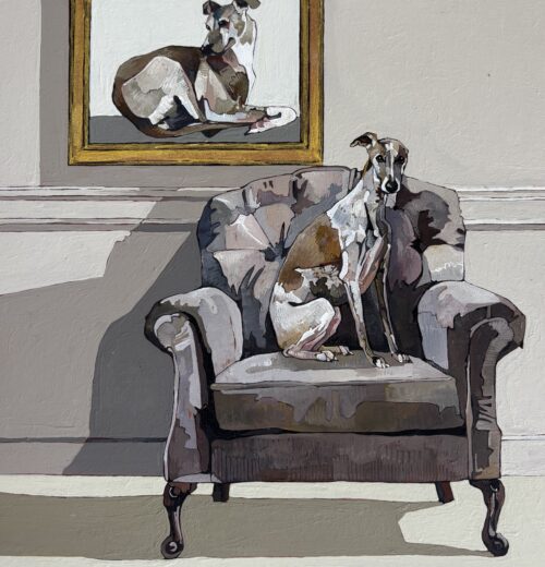 An Art Loving Whippet with Summer Shadows