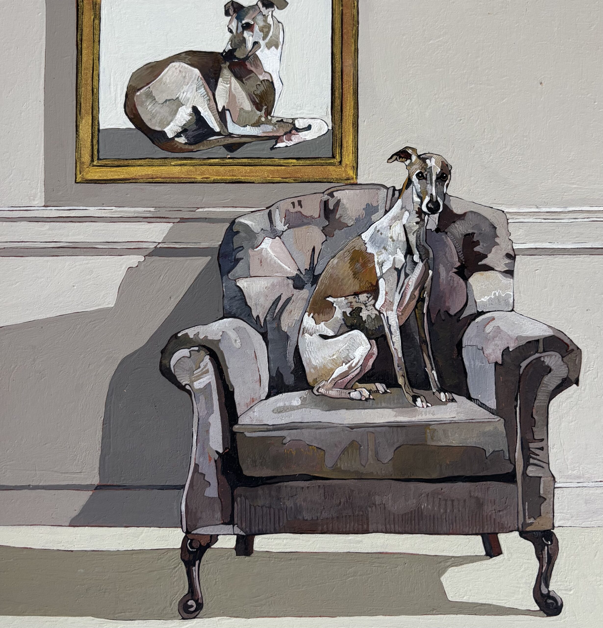 An Art Loving Whippet with Summer Shadows