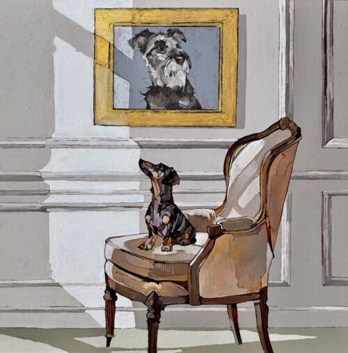 An Art Loving Dachshund with Summer Shadows