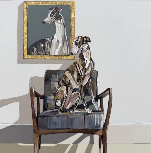 An Art Loving Greyhound with Summer Shadows