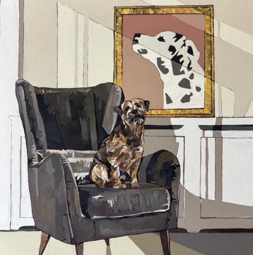 A Border Terrier with Dalmatian Painting and Shadows
