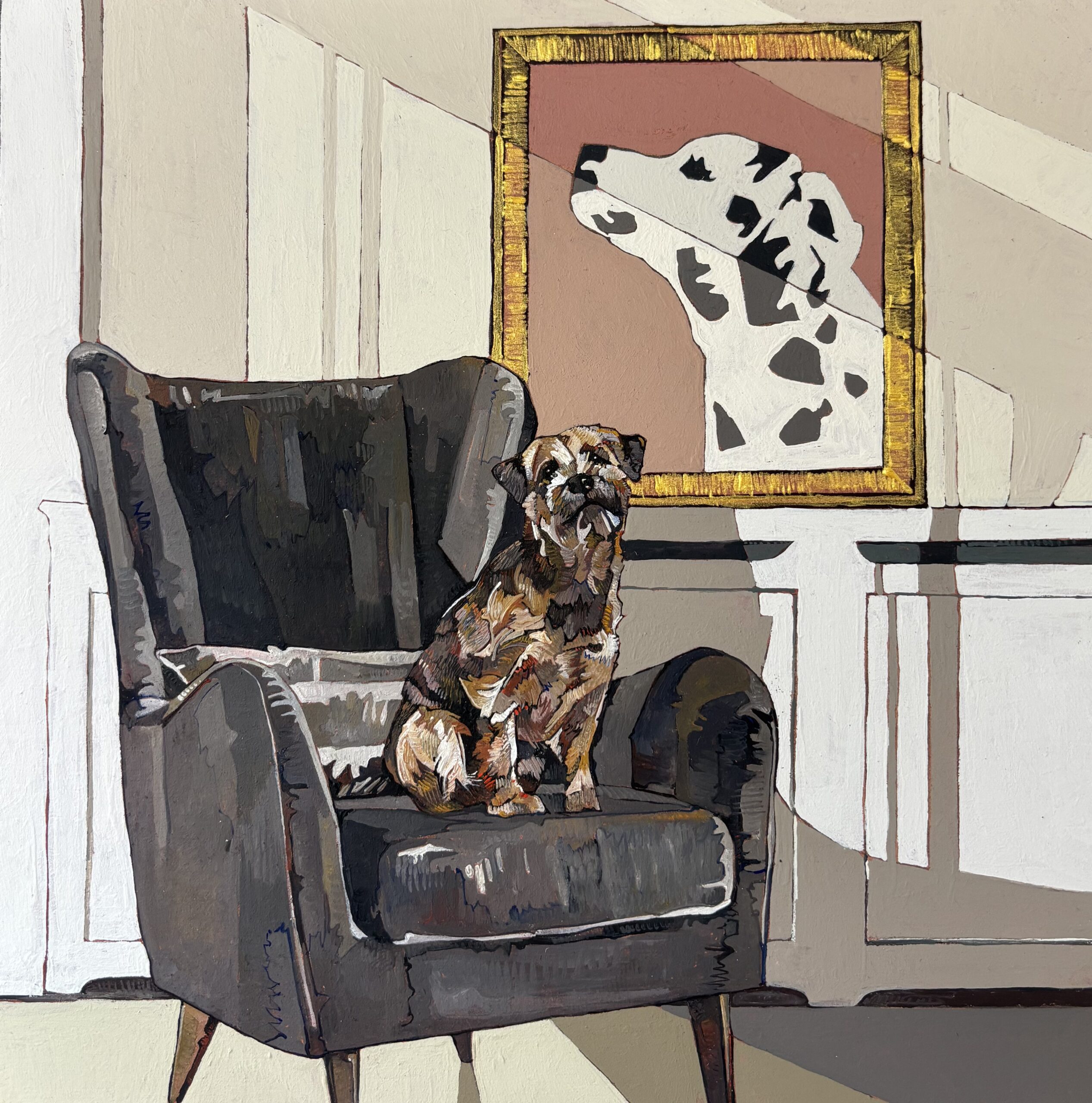 A Border Terrier with Dalmatian Painting and Shadows