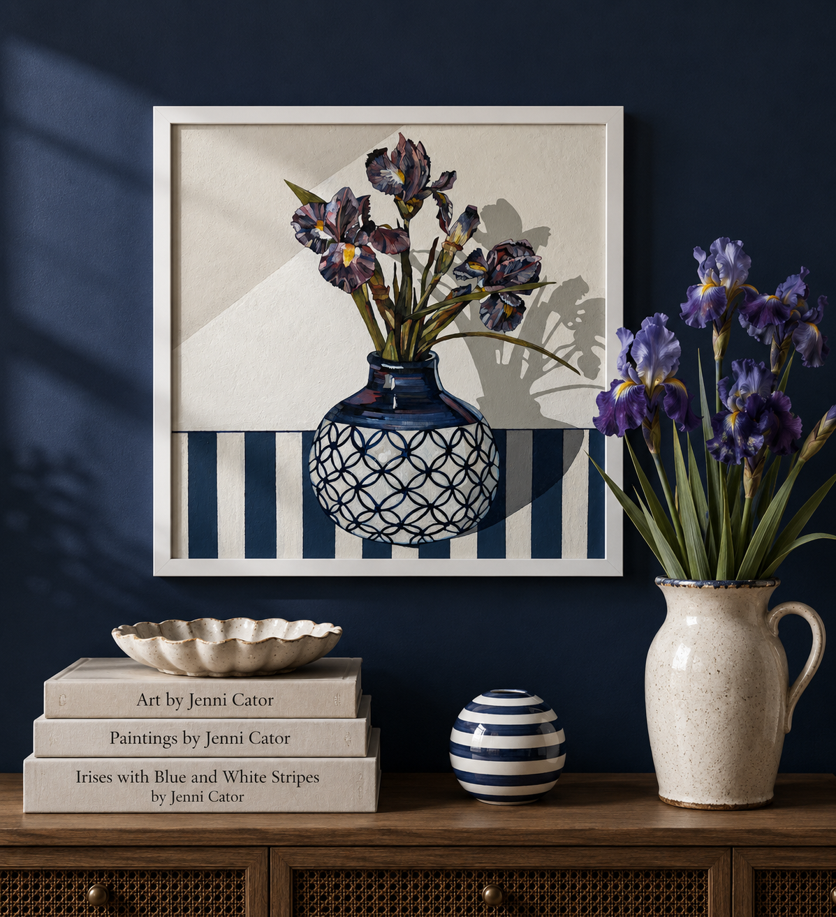 Irises with Blue and White Stripes - Image 2