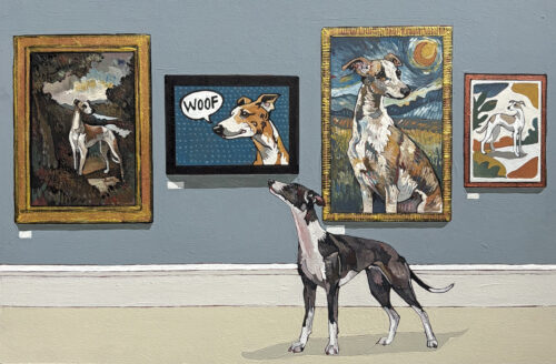 A Whippet at an Art Exhibition