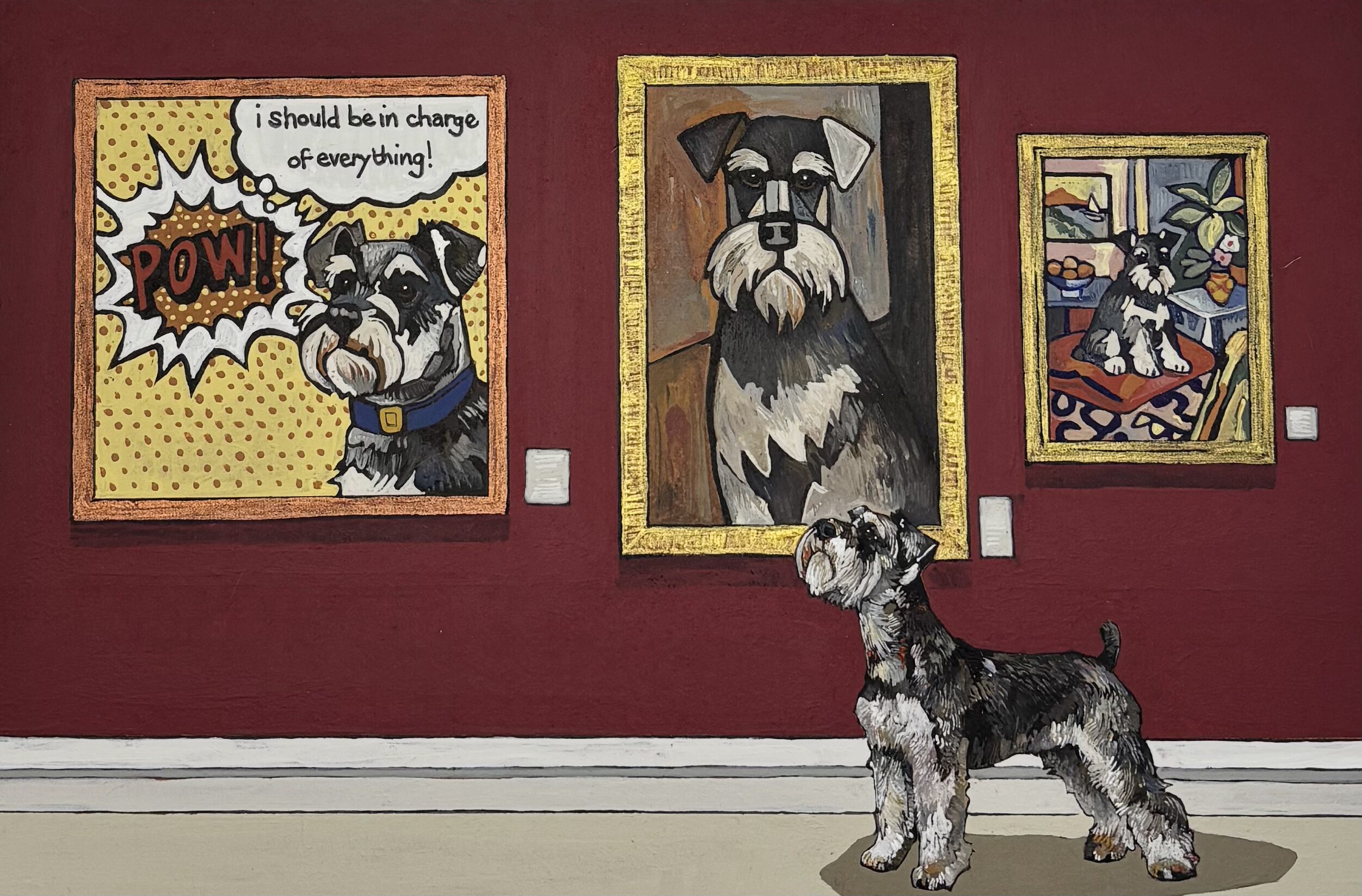 A Schnauzer at an Art Exhibition