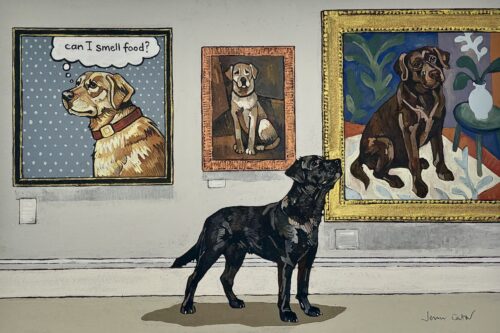 A Labrador at an Art Exhibition