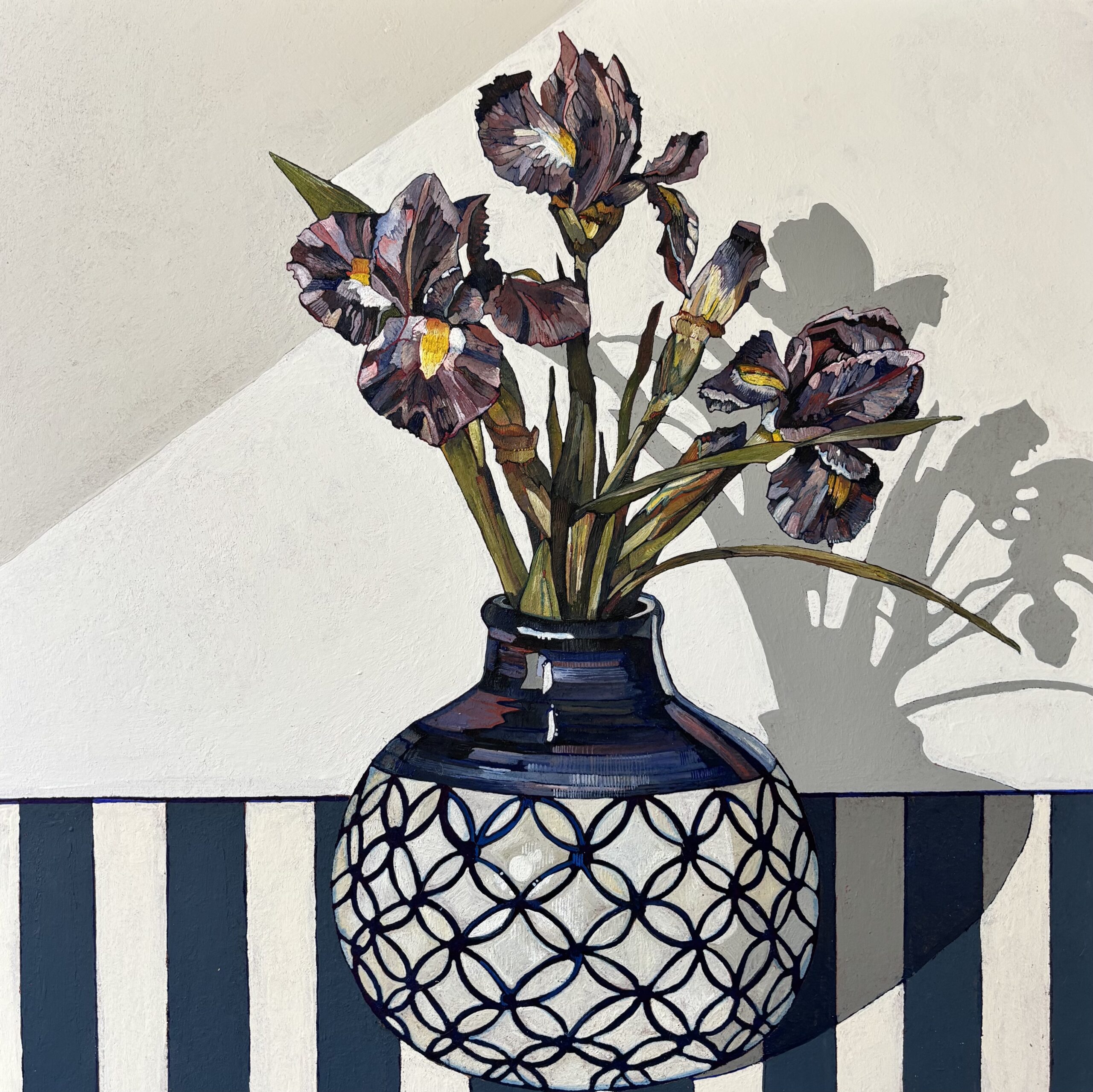 Irises with Blue and White Stripes